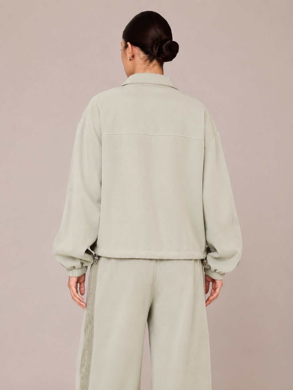 Set 2 Pièces – Veste Zippée et Pantalon Large avec Bandes Latérales