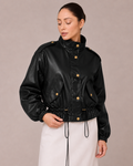 Veste Imperméable Courte – Col Montant et Taille Ajustable