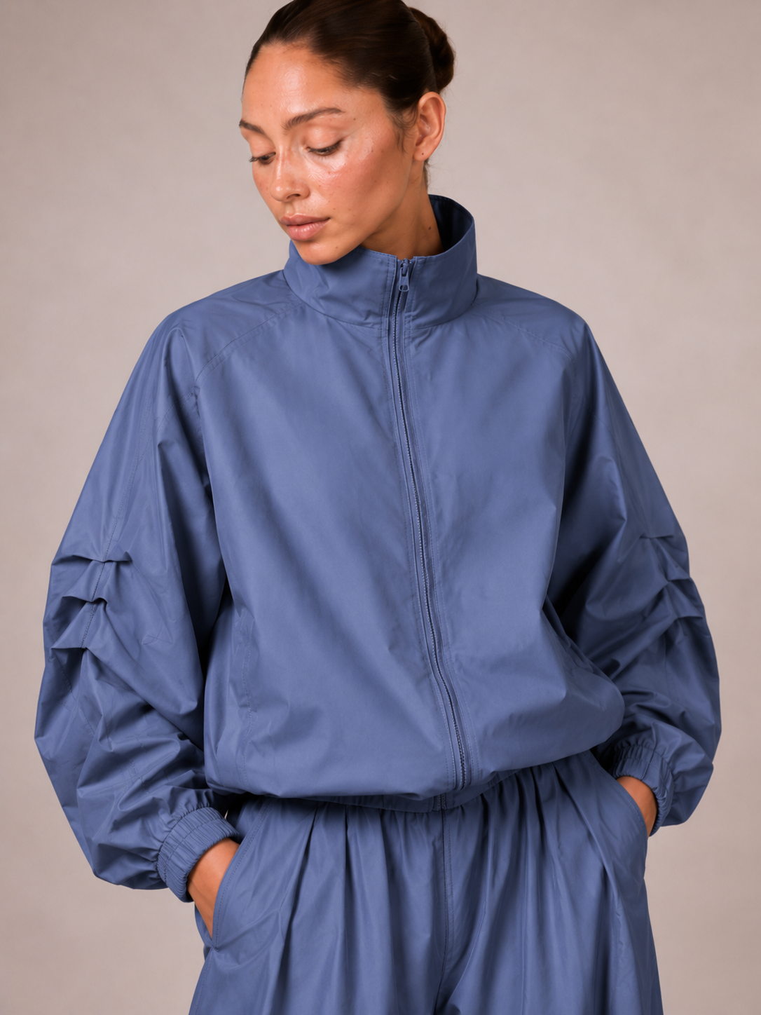 Set Imperméable 2 Pièces – Veste Zippée et Pantalon Large