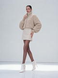 Veste Mouton Courte – Col Montant et Manches Bouffantes